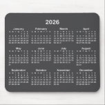 Dark Grey and White 2026 Calendar Mouse Pad<br><div class="desc">Looking for a sleek and stylish way to keep track of your days? Check out this charcoal and white 2026 calendar mousepad! It makes a great gift for anyone who loves to stay organized. Plus, it's a great way to show off your personality and make your desk look unique by...</div>