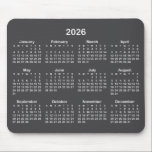 Dark Grey and White 2026 Calendar Mouse Pad<br><div class="desc">Looking for a sleek and stylish way to keep track of your days? Check out this charcoal and white 2026 calendar mousepad! It makes a great gift for anyone who loves to stay organized. Plus, it's a great way to show off your personality and make your desk look unique by...</div>
