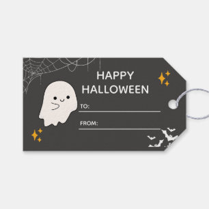 Dark Grey and White Cute Modern Halloween Gift Tag