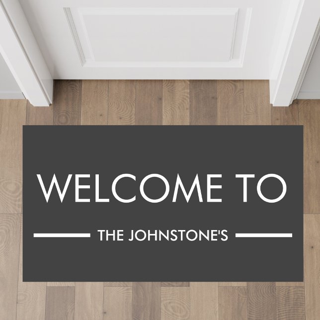 Dark Grey And White Family Name Personalised Doormat (Creator Uploaded)