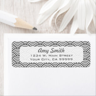 Dark Grey and White Geometric Circle Pattern Return Address Label