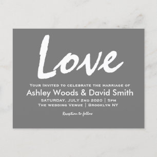 Dark Grey and White Modern Script Invitation Postcard