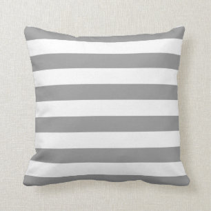 Dark Grey and White Stripe Pattern Cushion