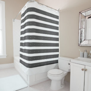 Dark grey and white stripes shower curtain