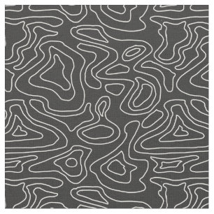 Dark Grey and White Stripes Wave Elevation Topogra Fabric