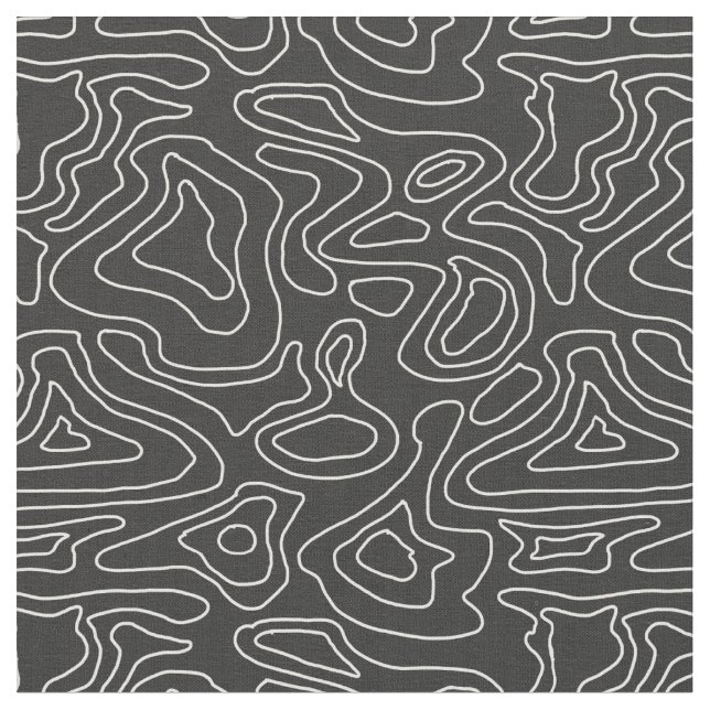 Dark Grey and White Stripes Wave Elevation Topogra Fabric (Close Up)