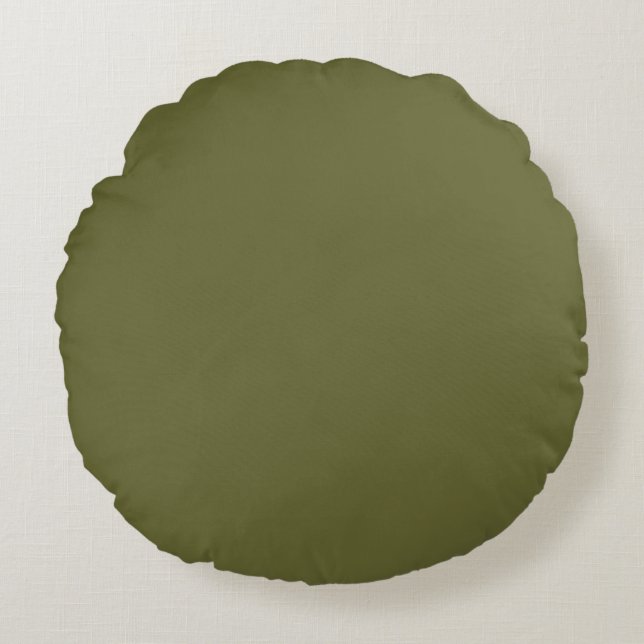 dark grey Army Green solid plaincolor Custom Round Cushion (Front)