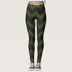 Dark grey army green vintage chevron Leggings