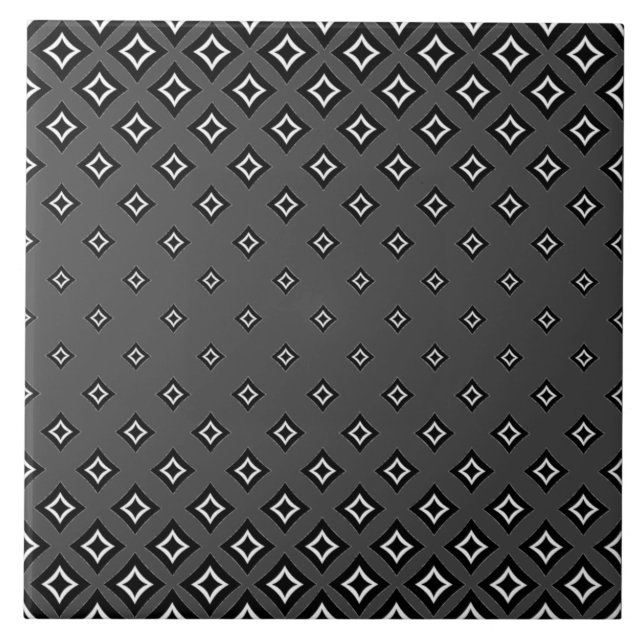 Dark Grey Background and Geometric Square Pattern Ceramic Tile (Front)