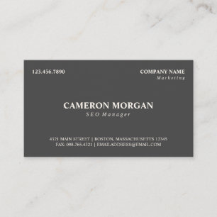 Dark Grey Basic Professional Business Card