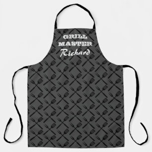 Dark grey BBQ apron for grill master chef cook men