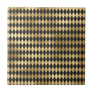 Dark Grey Black Harlequin Geometric Rhombuses Ceramic Tile