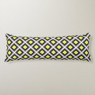 Dark Grey, Black, Yellow Ikat Diamonds Body Cushion