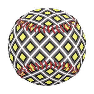 Dark Grey, Black, Yellow Ikat Diamonds by STaylor Baseball