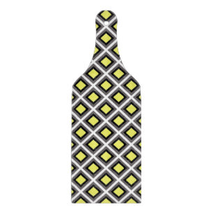 Dark Grey, Black, Yellow Ikat Diamonds by STaylor Cutting Board