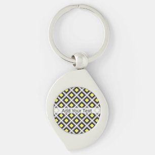 Dark Grey, Black, Yellow Ikat Diamonds by STaylor Key Ring