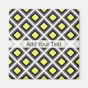 Dark Grey, Black, Yellow Ikat Diamonds by STaylor Magnet