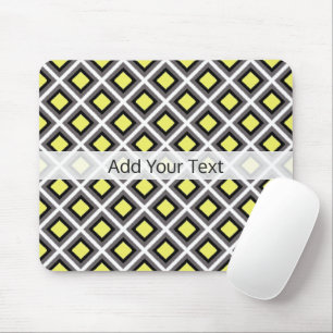 Dark Grey, Black, Yellow Ikat Diamonds by STaylor Mouse Pad