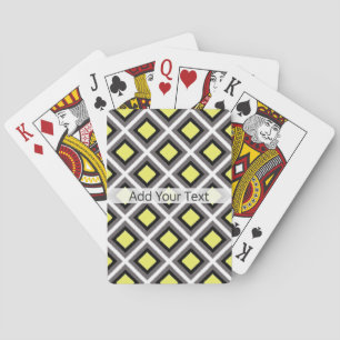 Dark Grey, Black, Yellow Ikat Diamonds by STaylor Playing Cards