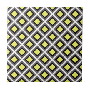 Dark Grey, Black, Yellow Ikat Diamonds by STaylor Tile
