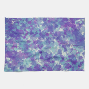 Dark Grey Blue purple Abstract Brush Stroke  Tea Towel