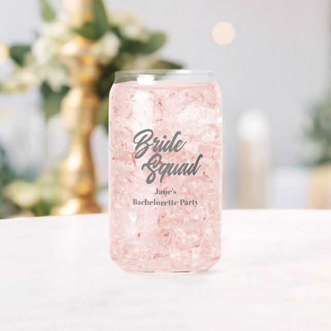 Dark Grey Bride Squad Bachelorette Party Can Glass (Insitu (Wedding))