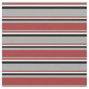 Dark Grey, Brown, Light Cyan & Black Stripes Fabric