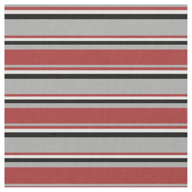 Dark Grey, Brown, Light Cyan & Black Stripes Fabric (Close Up)