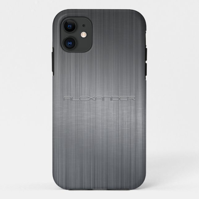 Dark Grey Brushed Aluminium Print Case-Mate iPhone Case (Back)