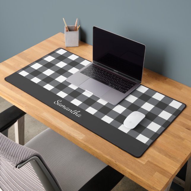 Dark Grey Buffalo Plaid Desk Mat (Office 2)
