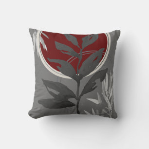 Dark Grey & Burgundy Artistic Abstract Watercolor  Cushion
