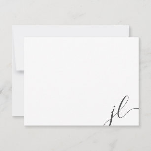 Dark Grey Calligraphy Script Two Initials Card