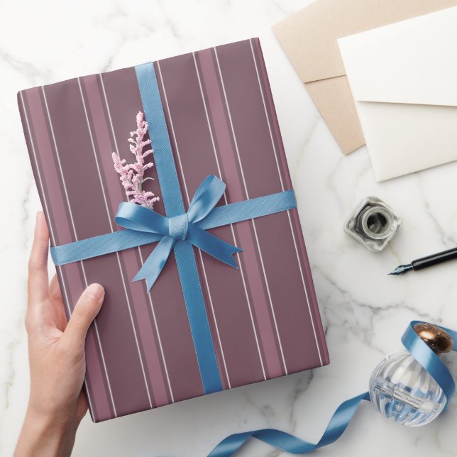 Dark Grey Crimson & Grey Crimson Stripes Wrapping Paper (Gifting)