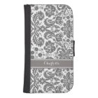 Dark Grey Damask Pattern Monogram