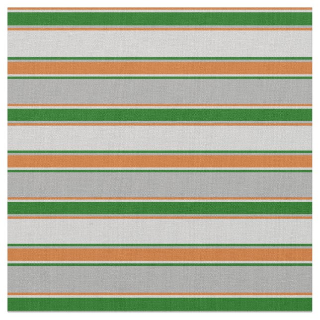 Dark Grey, Dark Green, Light Grey, Chocolate Lines Fabric (Close Up)