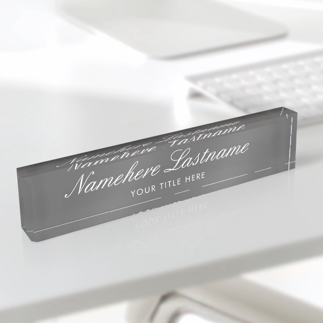 Dark Grey Elegant Script Simple Minimalist Modern Nameplate (Creator Uploaded)