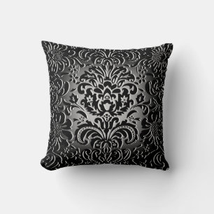 Dark Grey Fade "Mock Flock" Floral Pattern Cushion