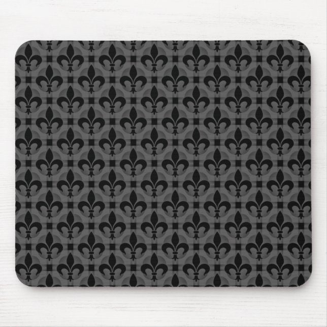Dark Grey Fancy Fleur de lis Mousepad (Front)