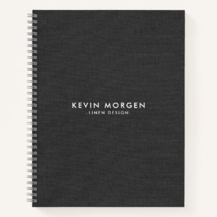Dark-grey faux linen notebook