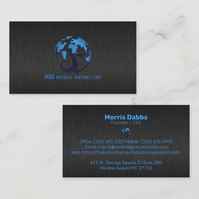 Dark-grey faux meta texture business ca business card (Front/Back)