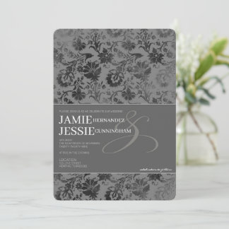 Dark Grey Floral Invitation