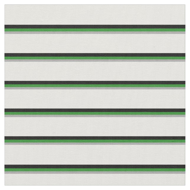 Dark Grey, Forest Green, Black & Mint Cream Lines Fabric (Close Up)