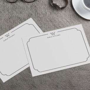 Dark Grey Formal Chic Family Monogram Ornate Frame Card
