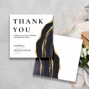 Dark grey gemstone with gold thank you card