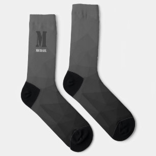 Dark grey geometric mesh pattern Monogram Socks