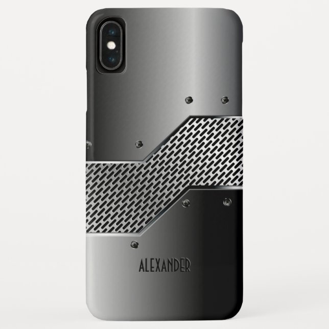 Dark Grey Geometric Metallic Design Case-Mate iPhone Case (Back)