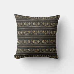 Dark Grey & Gold Bohemian Unicorn Pattern Cushion