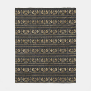 Dark Grey & Gold Bohemian Unicorn Pattern Fleece Blanket