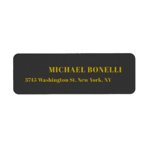 Dark Grey & Gold Professional Custom Name Address Return Address Label
