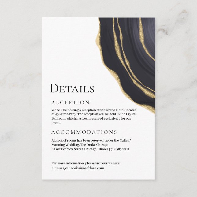 Dark grey golden agate enclosure card (Front)